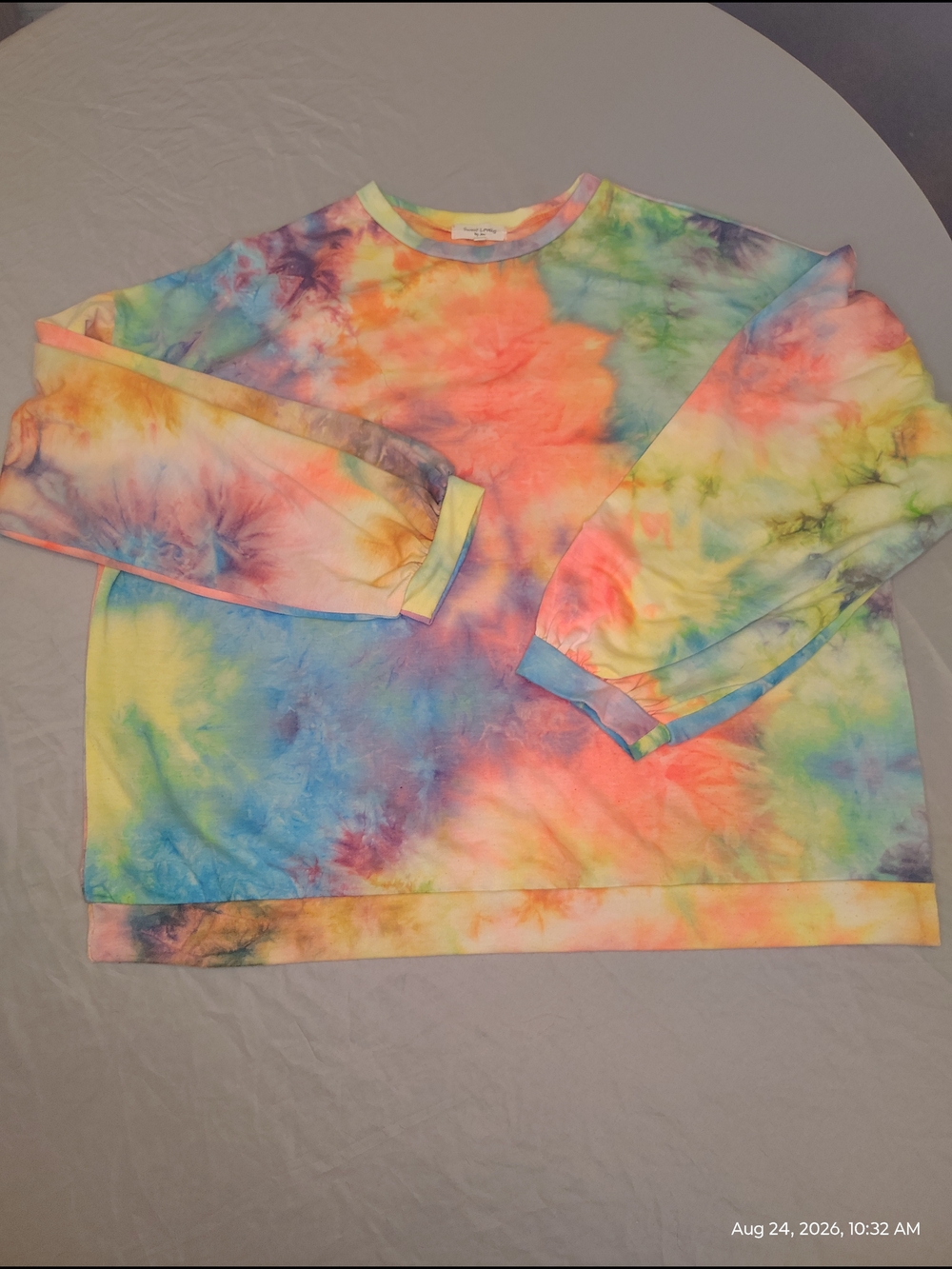 Sweet Love Tie-Dye Crewneck Sweater in Pastel Rainbow